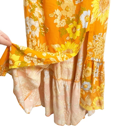 Urban Outfitters Orange Floral Midi Dress Open Back Criss Cross Size Small - Picture 5 of 8